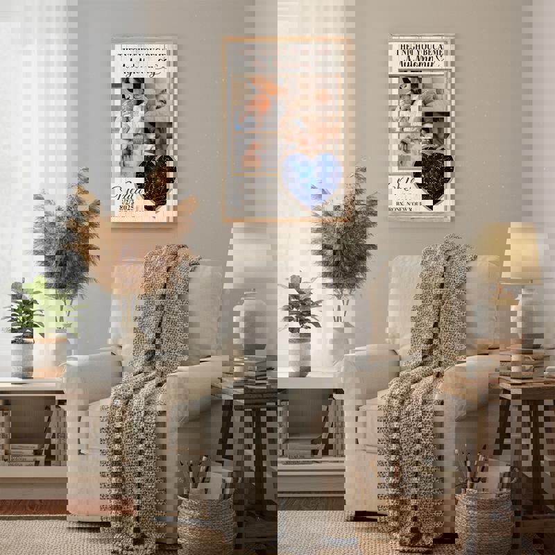 New mom photo collage canvas, chalkboard black background, custom star map with name and time, special gift for new mothers