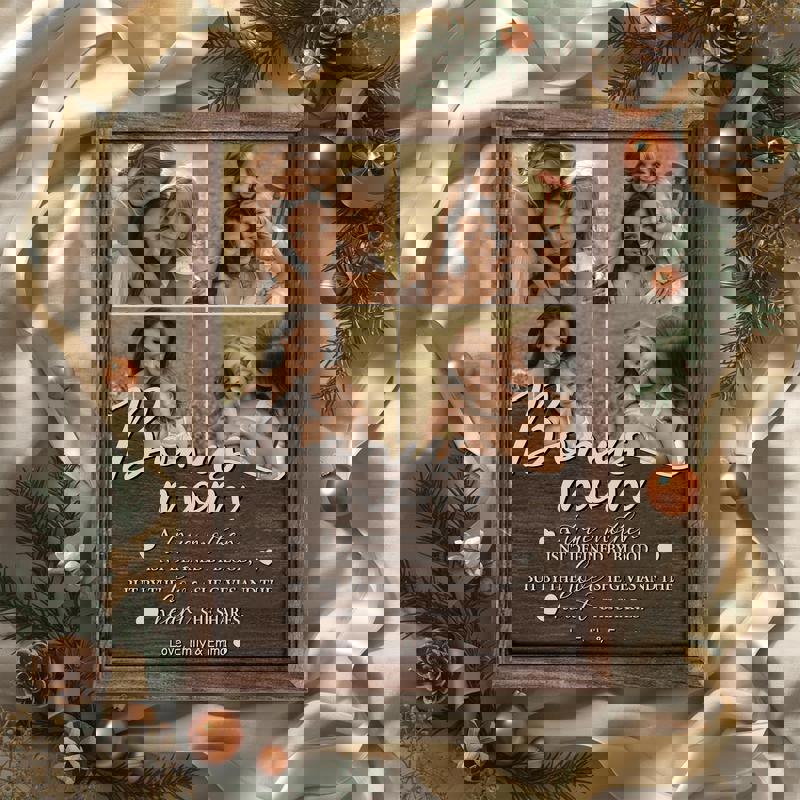 Rustic bonus mom photo collage canvas print, personalized with cherished photos and names, Mother’s Day keepsake gift