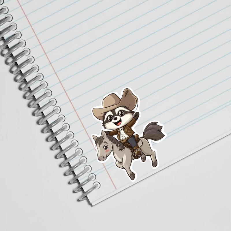 Cowboy Raccoon Riding a Horse Sticker