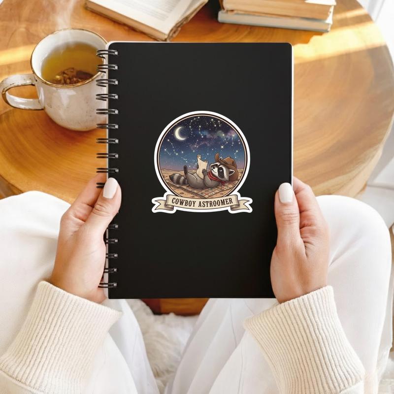 Cowboy Raccoon Star Map Gazer Sticker