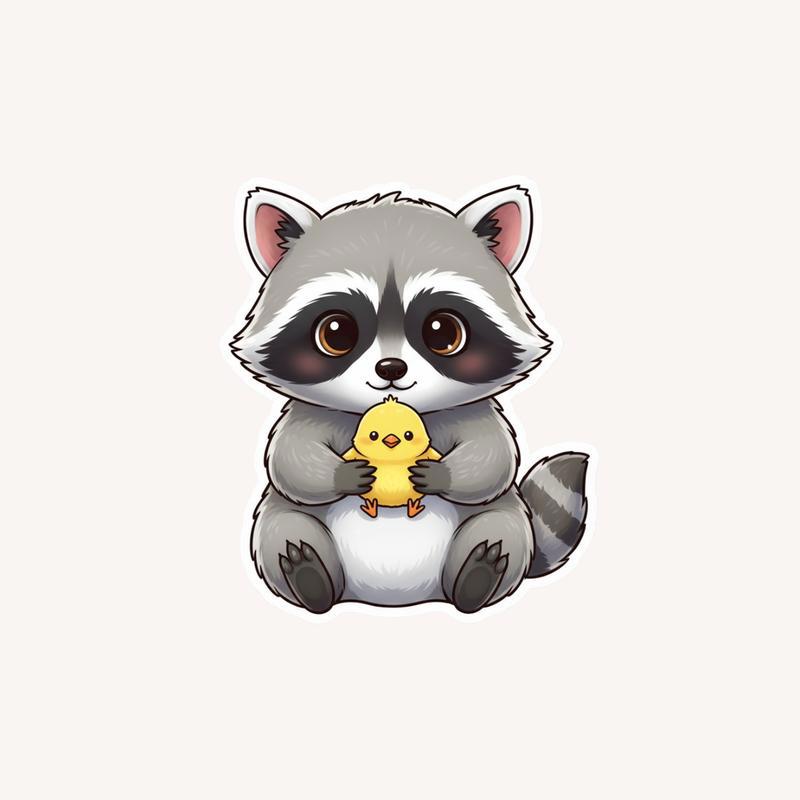 Baby Raccoon Tiny Chicken Friend Sticker - Raccsy
