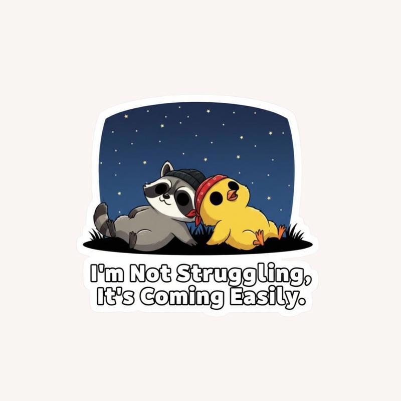 Chicken Raccoon Existential Dread Sticker - Raccsy