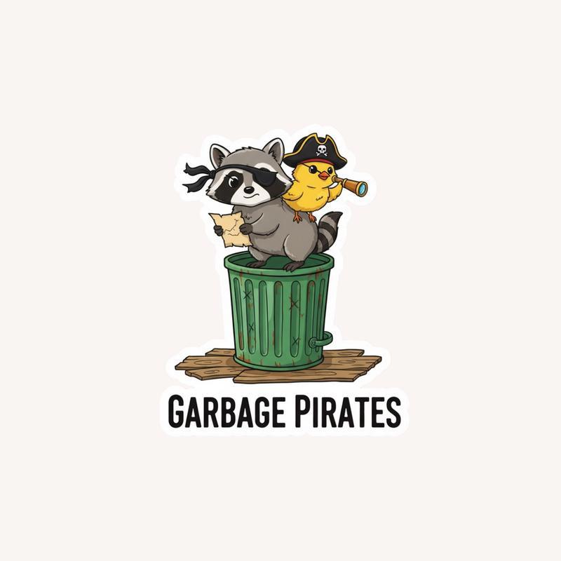 Chicken Raccoon Pirate Duo Sticker - Raccsy