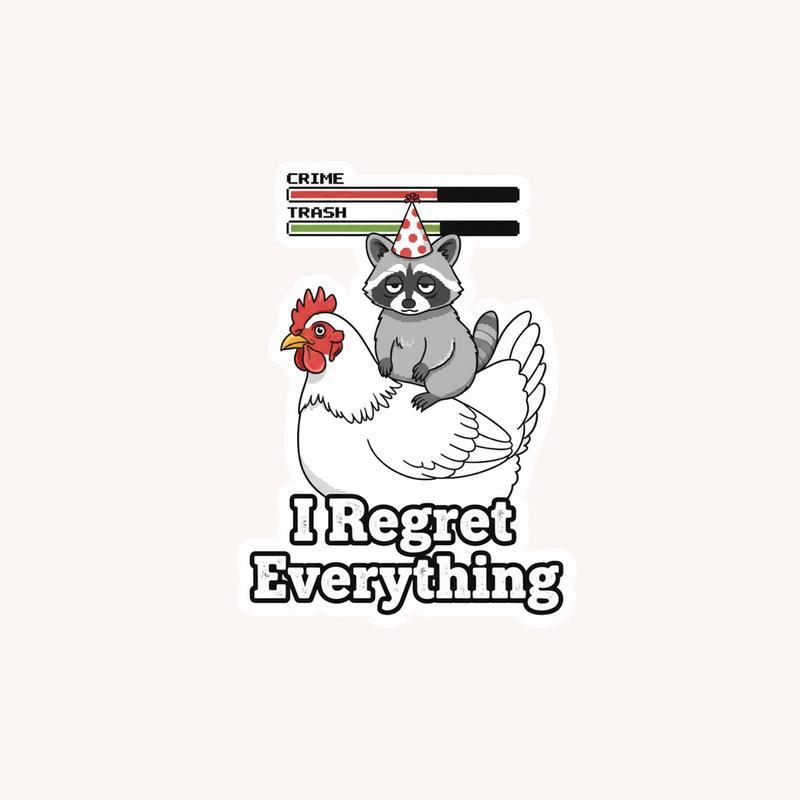 Chicken Raccoon Pixelated Chaos Sticker - Raccsy