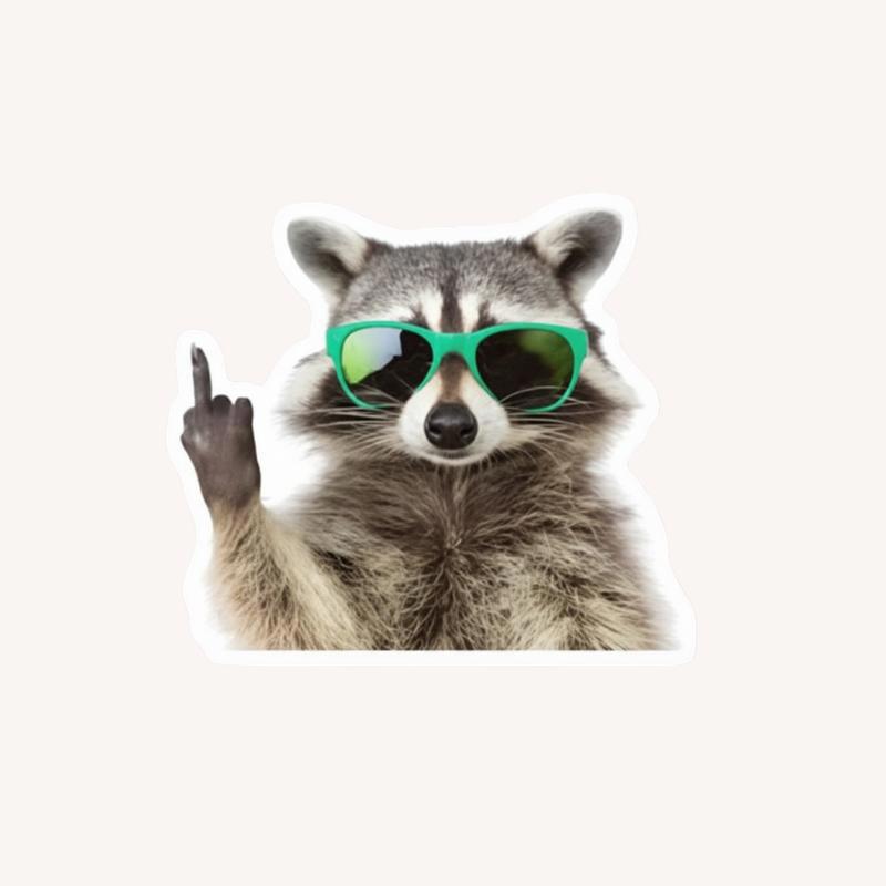 Cool Raccoon Middle Finger (2) Sticker - Raccsy