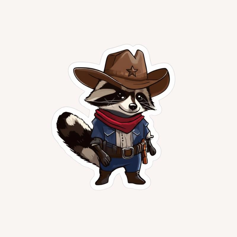 Vintage Retro Cowboy Raccoon Sticker - Raccsy