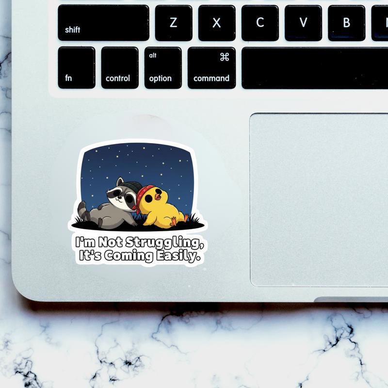 Chicken Raccoon Existential Dread Sticker - Raccsy