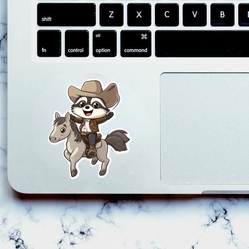 Cowboy Raccoon Riding a Horse Sticker