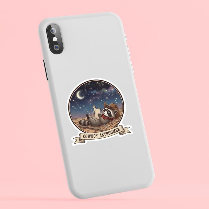 Cowboy Raccoon Star Map Gazer Sticker