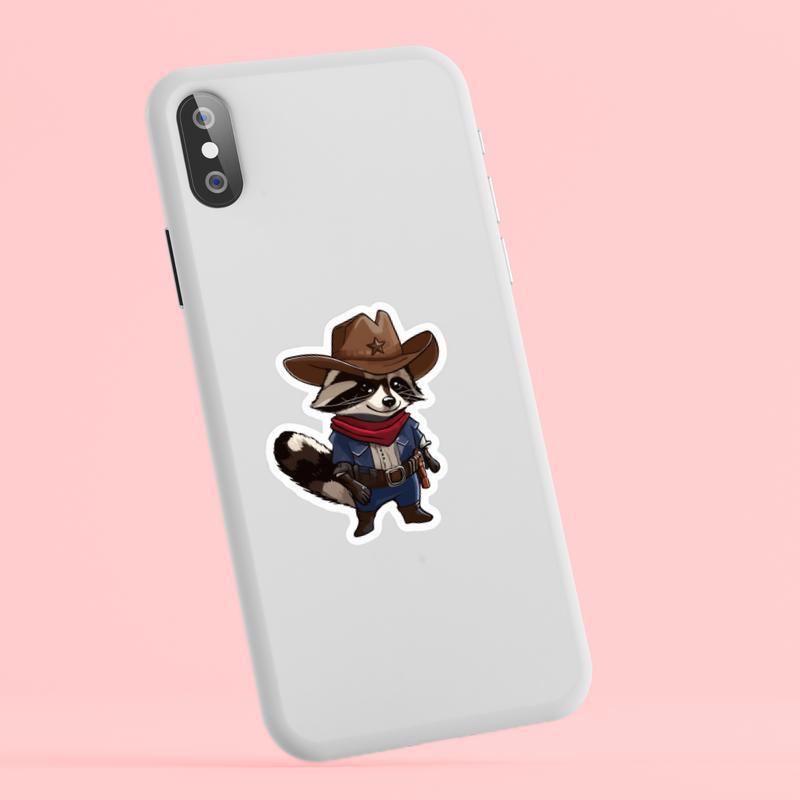 Vintage Retro Cowboy Raccoon Sticker Vintage Retro Cowboy Raccoon Sticker