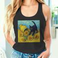 面白いゴッホのひまわり、猫のミーム、黒猫のアート。 長袖tシャツ タンクトップ