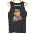 Capybara Riding Train Cute Kawaii Cartoon Rail Adventure タンクトップ