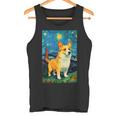 ゴッホ動物アート 動物愛好家のためのかわいいコーギー犬 タンクトップ