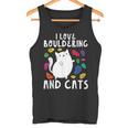 ロッククライミングホールズ クライマー キュート I Love ボルダリングと猫 タンクトップ