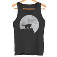 月と猫のシルエット ソマリ猫 タンクトップ