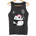 疲れきったバドミントンパンダ 面白いかわいいシャトルコック動物 タンクトップ