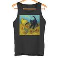 面白いゴッホのひまわり、猫のミーム、黒猫のアート。 長袖tシャツ タンクトップ