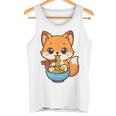かわいいキツネを食べるラーメンかわいい動物アート タンクトップ