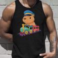 Capybara Riding Train Cute Kawaii Cartoon Rail Adventure タンクトップ 彼への贈り物