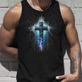 Christian Cross Punk Art Style Distressed Crown Of Thorns Tank Top Gifts for Him