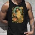 エレガントなガーデンフローラルに囲まれたヴィンテージシャム猫 タンクトップ 彼への贈り物