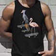 ハシビロコウ フラミンゴ スケートボード 鳥 動物 図 バードウォッチング 贈り物 鳥類学者 生物学者 自然科学 タンクトップ 彼への贈り物