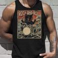 猫 演奏 ドラム ロック オン ヴィンテージ ロック ドラマー 猫 長袖tシャツ タンクトップ 彼への贈り物