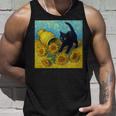 面白いゴッホのひまわり、猫のミーム、黒猫のアート。 長袖tシャツ タンクトップ 彼への贈り物