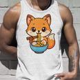 かわいいキツネを食べるラーメンかわいい動物アート タンクトップ 彼への贈り物