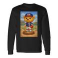 Cool Teddy Bear Baseball Player Illustration Graphic s 長袖Tシャツ ギフトのアイデア