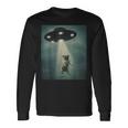 エイリアン誘拐パグ Ufo 面白い宇宙犬デザイン 長袖Tシャツ ギフトのアイデア