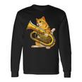 チューバを弾く面白い猫ギフト かわいい子猫ミュージシャンファン 長袖Tシャツ ギフトのアイデア
