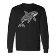 トライバル シャチ クジラ ハワイアン マオリ タトゥー オーシャン アート デザイン 長袖Tシャツ ギフトのアイデア