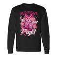 乳がん Her Fight Is Our Fight 乳がんグローブ 長袖Tシャツ ギフトのアイデア