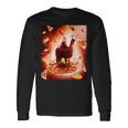 宇宙 猫 ライディング ラマ ユニコーン ピザ 長袖Tシャツ ギフトのアイデア