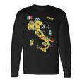 手描きのイタリア地図 観光地 長袖Tシャツ ギフトのアイデア