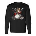 猫太鼓ドラムスティックかわいい猫と音楽 長袖Tシャツ ギフトのアイデア