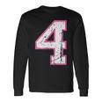番号 4 ピンクのお気に入りの番号 長袖Tシャツ ギフトのアイデア