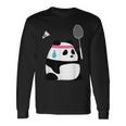 疲れきったバドミントンパンダ 面白いかわいいシャトルコック動物 長袖Tシャツ ギフトのアイデア