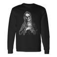 聖なる聖母マリア 神の母 不気味な思い出 森の頭蓋骨 長袖Tシャツ ギフトのアイデア