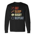 食べる寝るラグビーリピートラグビーコーチチームスポーツ 長袖Tシャツ ギフトのアイデア