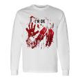 I'm Ok シャツ 血まみれ シャツ 手 血のはね 血 ステンド 長袖Tシャツ ギフトのアイデア