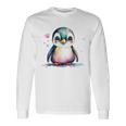 ちょっと可愛い赤ちゃんペンギンの鳥とハートのペンギン。 長袖Tシャツ ギフトのアイデア