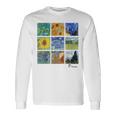 ひまわりと星月夜のゴッホ絵画コラージュ 長袖Tシャツ ギフトのアイデア