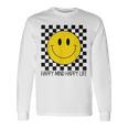 ハッピーマインド ハッピーライフ 70年代 スマイルチェック ハッピースマイルフェイス 長袖Tシャツ ギフトのアイデア