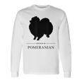 ポメラニアンブラックシルエット 長袖Tシャツ ギフトのアイデア