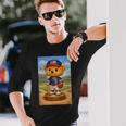 Cool Teddy Bear Baseball Player Illustration Graphic s 長袖Tシャツ 彼への贈り物