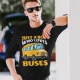 Just A Boy Who Loves Buses バス愛好家 バス愛好家 名言 長袖Tシャツ 彼への贈り物