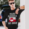 Make America Go Away グリーンランド国旗 アンティーク調 長袖Tシャツ 彼への贈り物