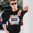 Proud Brah ゲイプライドフラッグ ジェンダー平等 パステルブラ 長袖tシャツ 長袖Tシャツ 彼への贈り物